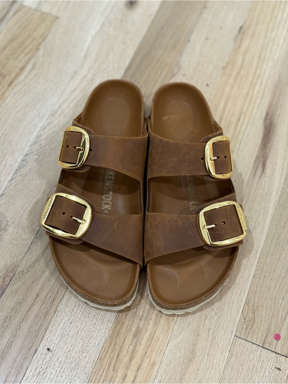 Birkenstock Arizona Big Buckle Nubuck Sandals Cognac - Picture 3 of 6